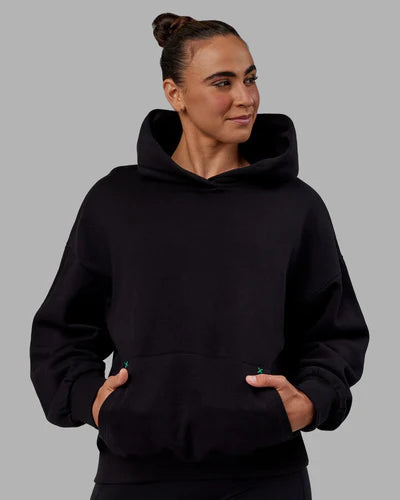 h 92 Unisex We Rise Hoodie Oversize Black-Impact Green