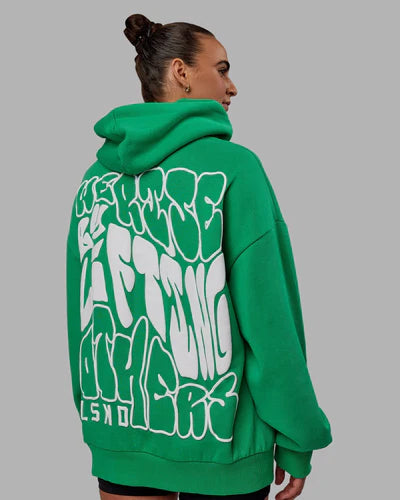 h 93 Unisex We Rise Hoodie Oversize Impact Green-White